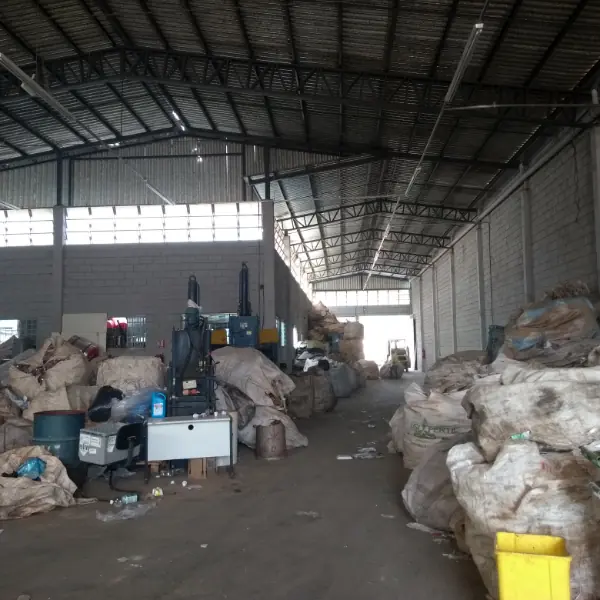 Warehouse with bags of discarded materials