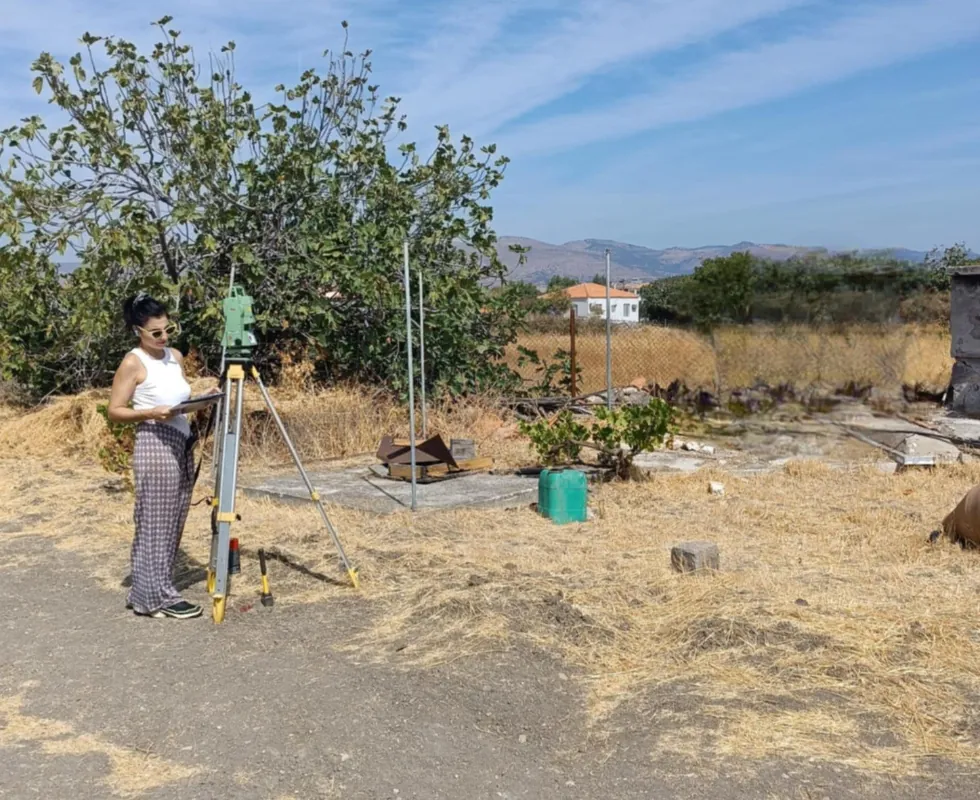 Stella Stavrinou conducting on site survey