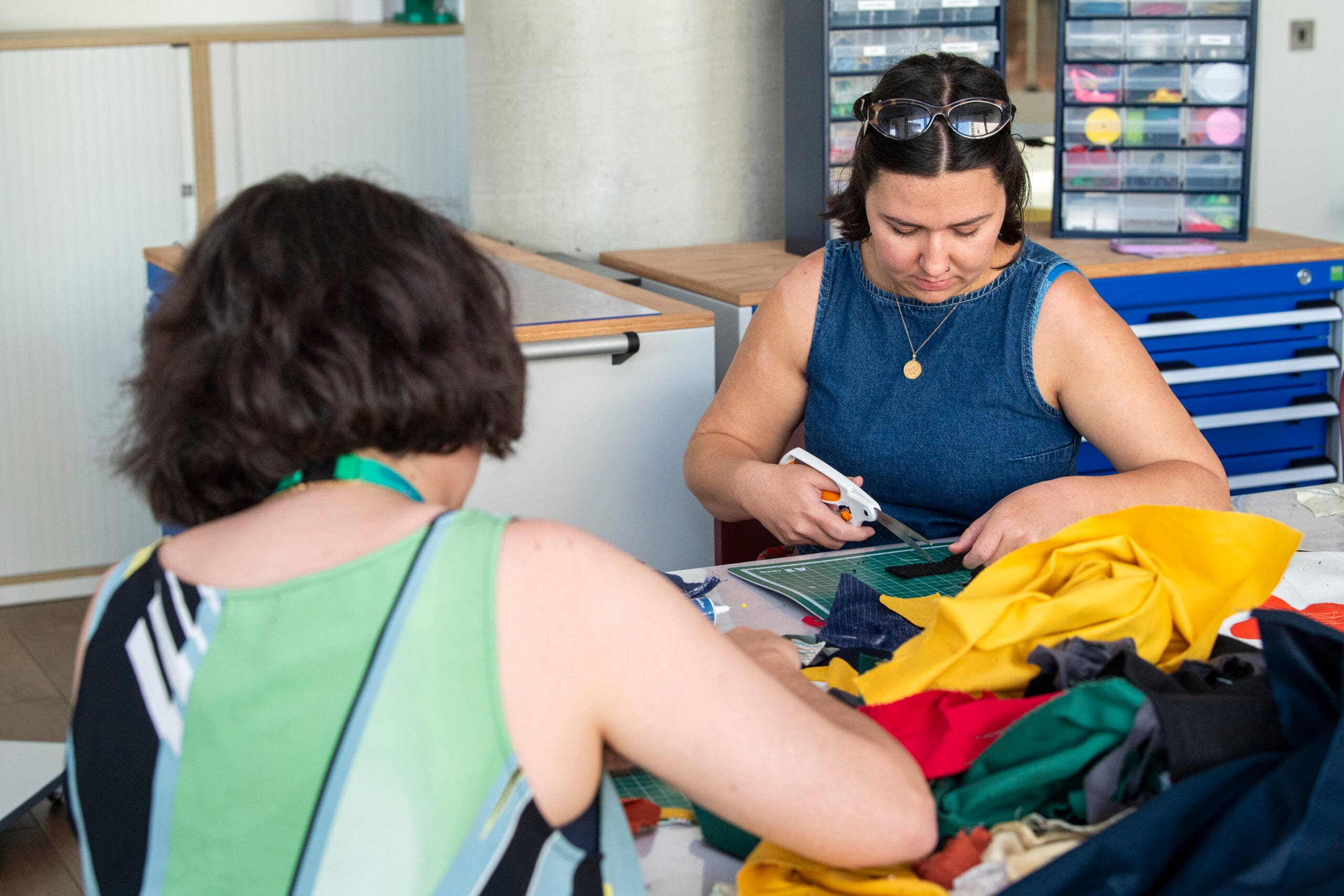 Creativity strikes during a session working on the physical FeME Tapestry.